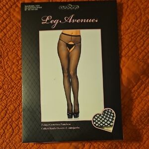 Leg Avenue Black Fishnet Crotchless Pantyhose